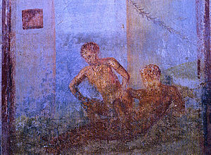 Erotic wall painting Pompeii, 1st Century.