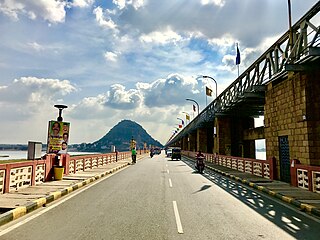 Prakasam Barrage bridge in India