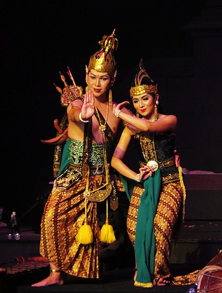 Rama and Shinta in Wayang Wong performance near temple  in Indonesia