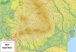 Река Нера на картата на Румъния