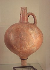 Red terracotta jar, Ancient Bronze period 3500-2000 BCE, Tell es-Sultan, ancient Jericho, Tomb A IV. Louvre Museum AO 15611. Red terracotta Ancient Bronze period 3500-2000 BC Tell es-Sultan, ancient Jericho, Tomb A IV, Louvre Museum AO 15611.jpg