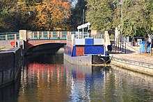 A restaurant boat at Thetford, giving the appearance that the river is navigable here.