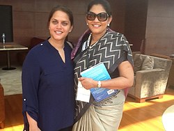 Rosy Senanayake with her daughter Thisakya.JPG