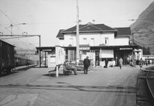 Vorkstation, links de sporen naar Zürich, rechts naar Buchs, 1959