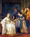 Saint Louis, roi de France, remettant la regence a sa mere Blanche de Castille, par Joseph-Marie Vien.jpg