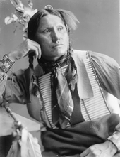 Samuel American Horse was a "Carlisle Wild Wester". Since 1887, "Wild Westing" has been family tradition with many Pine Ridge families. Gertrude Kasebier, c. 1900 Samuel American Horse, c.1900.png