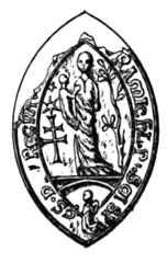 XIIIe siècle : sceau de frère Jean II, 10e grand maître (avant 1290). Coll. Séguier. Musée de Nîmes.
