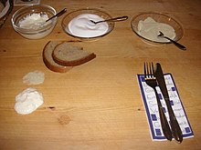 salt, pepper, horseradish and bread