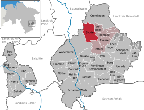 Poziția Sickte pe harta districtului Wolfenbüttel