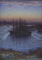 Pintura d'un vaixell ancorat