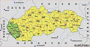 Former county of Pozsony superimposed on map of contemporary Slovakia Slovakia Prespork.jpg