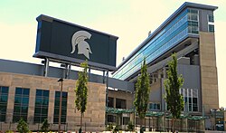 Spartan Stadium hosts varsity football games and other events. Spartan Stadium, Home of the Michigan State University Spartans, East Lansing, Michigan (21097692614).jpg