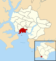 Location of St Peter and the Waterfront ward St Peter and the Waterfront ward in Plymouth 2003.svg