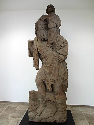 <i>Statue of St Christopher, Norton Priory</i> Late medieval English religious statue