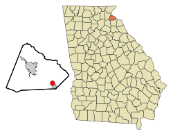 Location in Stephens County and the state of جارجیا (امریکی ریاست)