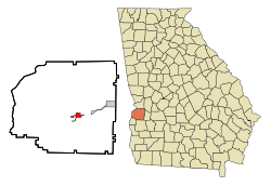 Location in Stewart County and the state of Georgia