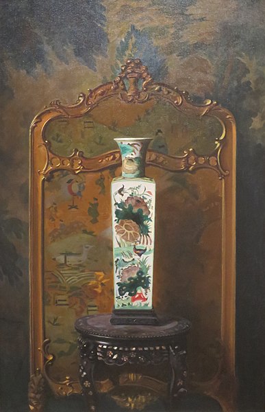 File:Still Life with Kang Hsi Famille Verte Vase by Hubert Voss, 1932.JPG