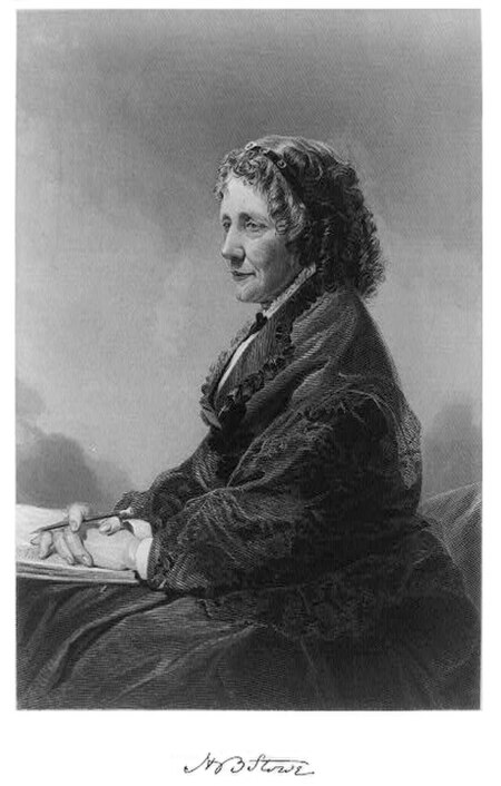 An engraving of Harriet Beecher Stowe from 1872, based on an oil painting by Alonzo Chappel