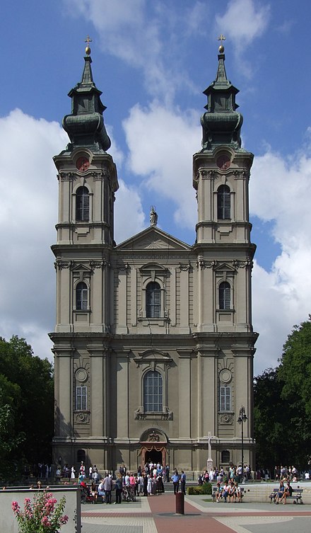 Late Baroque Catholic Cathedral of St. Theresa of Avila on the Victims of Fascism square