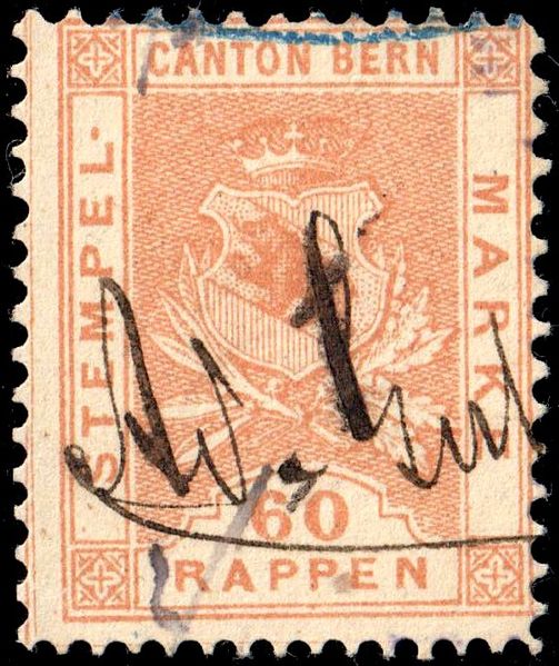 File:Switzerland Bern 1880 revenue 60rp - 14D.jpg