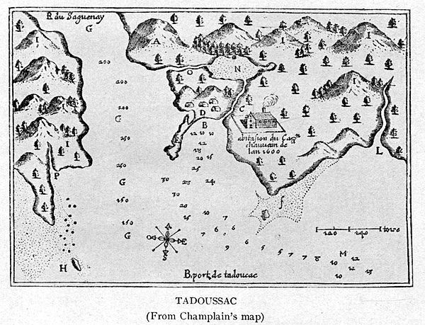 Tadoussac in about 1612, illustrated by Samuel de Champlain