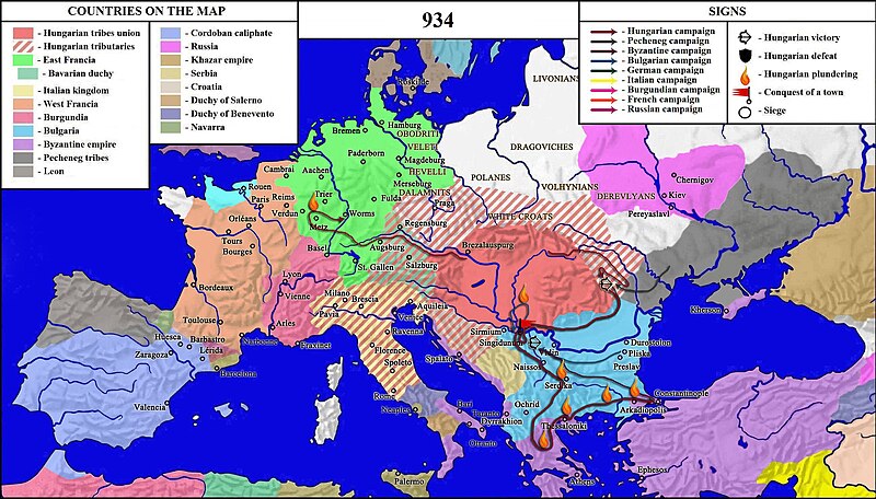 Archivo:The Hungarian campaign in the West and the Hungarian-Pecheneg campaign against Bulgaria and the Byzantine Empire of 934.jpg