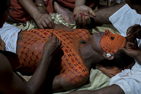 Theyyam (Teyyam, Theyam, Theyyattam) is a popular ritual form of dance worship in Kerala, India. Theyyam consisted of several thousand-year-old traditions, rituals and customs.