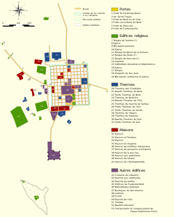 Timgad archaeological sites map-fr.svg