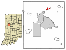 Tippecanoe County Indiana Incorporated en Unincorporated gebieden Battle Ground gemarkeerd 1803718.svg