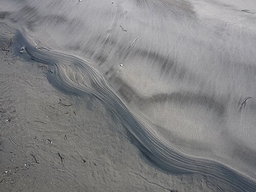 Traces of waves gently touching the beach, Stokken, Læsø