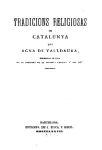 Tradicions religiosas de Catalunya de Agna de Valldaura (1877)