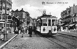 Spårvagn på linjen Kusttram i Wenduine, troligen på 1920-talet