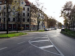 Trappentreustraße corner Tulbeckstraße (view southwards)