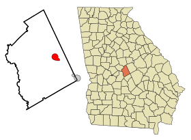 Twiggs County Georgia Incorporated and Unincorporated areas Jeffersonville Highlighted.svg