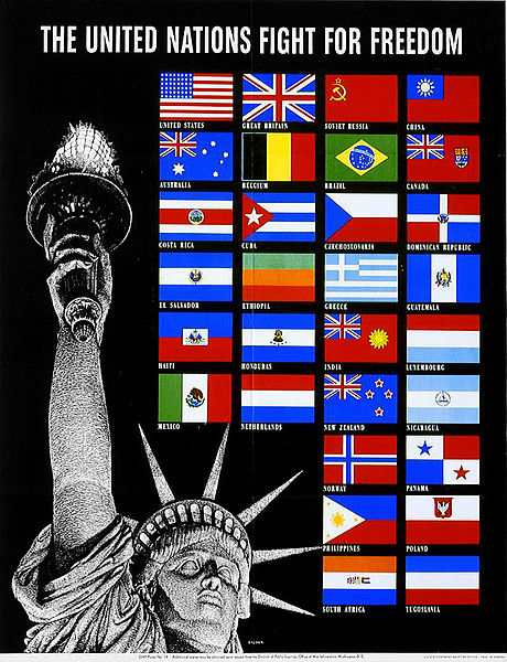 Wartime poster for the United Nations, created by the US Office of War Information.