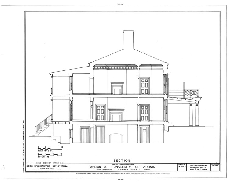 File:University of Virginia, Pavilion IX, West Lawn, University of Virginia, Charlottesville, Charlottesville, VA HABS VA,2-CHAR,1-G- (sheet 6 of 11).tif