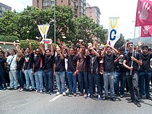 Students wearing black and carrying white roses during the March of Silence. Venezuelan March of Silence 01.jpg