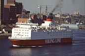 MS Viking Sally pictured in Stockholm harbour in the 1980s
