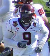 Linebacker Vince Hall was one of the stars of the Virginia Tech defense. Vince Hall.jpg
