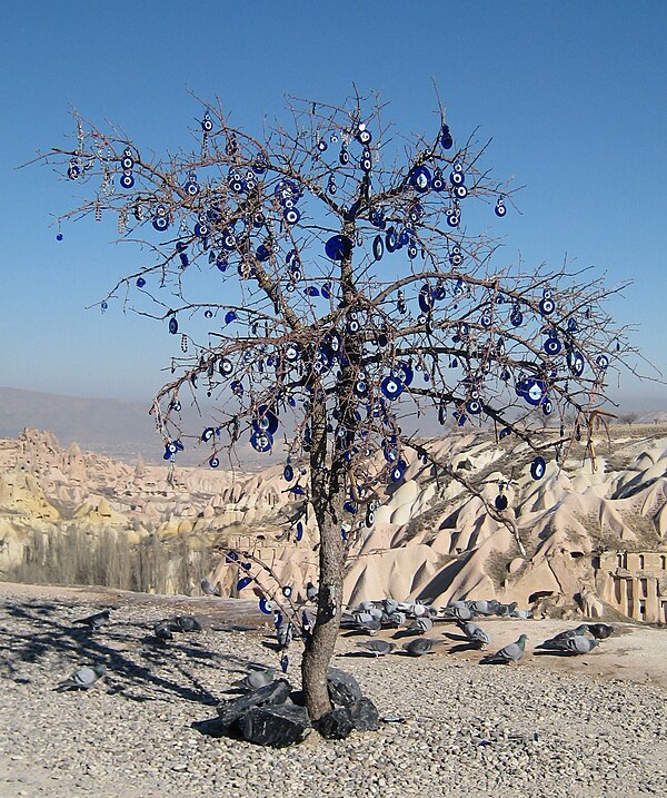 Tree with nazars in Cappadocia, Turkey