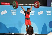 Deutsch: Gewichtheben bei den Olympischen Jugendspielen 2018; Tag 2, 10. Oktober 2018; Jungen 62 kg English: Weightlifting at the 2018 Summer Youth Olympics at 8 October 2018 – Boys' 62 kg