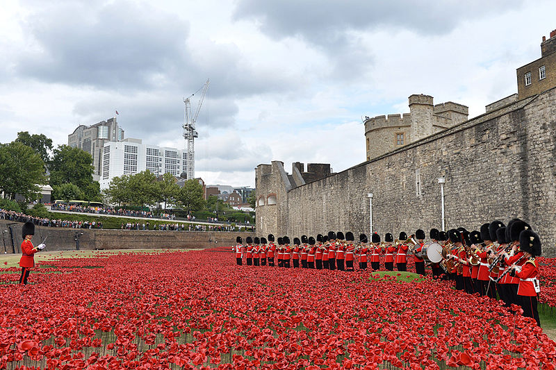 File:Welsh Guards Band in a sea of poppies.jpg