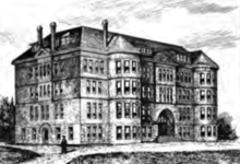 Sketch of the building in 1894 West Hall Portland University 1894.png