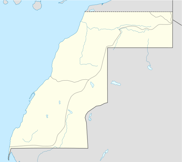 Mapa konturowa Sahary Zachodniej, u góry znajduje się punkt z opisem „Bukra”