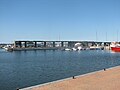 Chalk harbor with loading bridge