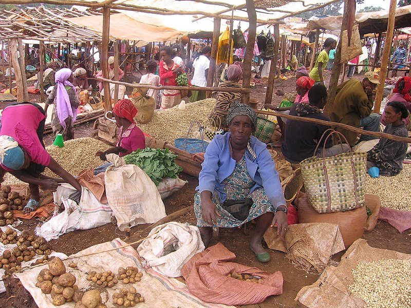 File:Working at the market in Dembi Dollo, Ethiopia.jpg