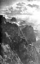 Positions autrichiennes sur la Croda Rossa di Sesto, pendant la Première Guerre mondiale.