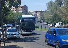 Yutong trolleybus on line 10A on Halabyan Street travelling on battery power