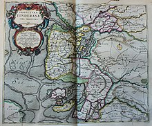 Видингарде (нацртано со жолта боја во центарот на картата) на карта од 1659 година Атлас Мајор