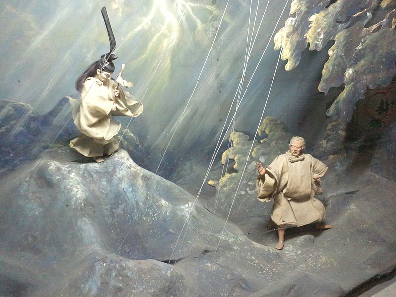 File:Ôsaka-ten'man-gû Shintô Shrine - Figurines06 - Benevolent rule in Sanuki Province2.jpg